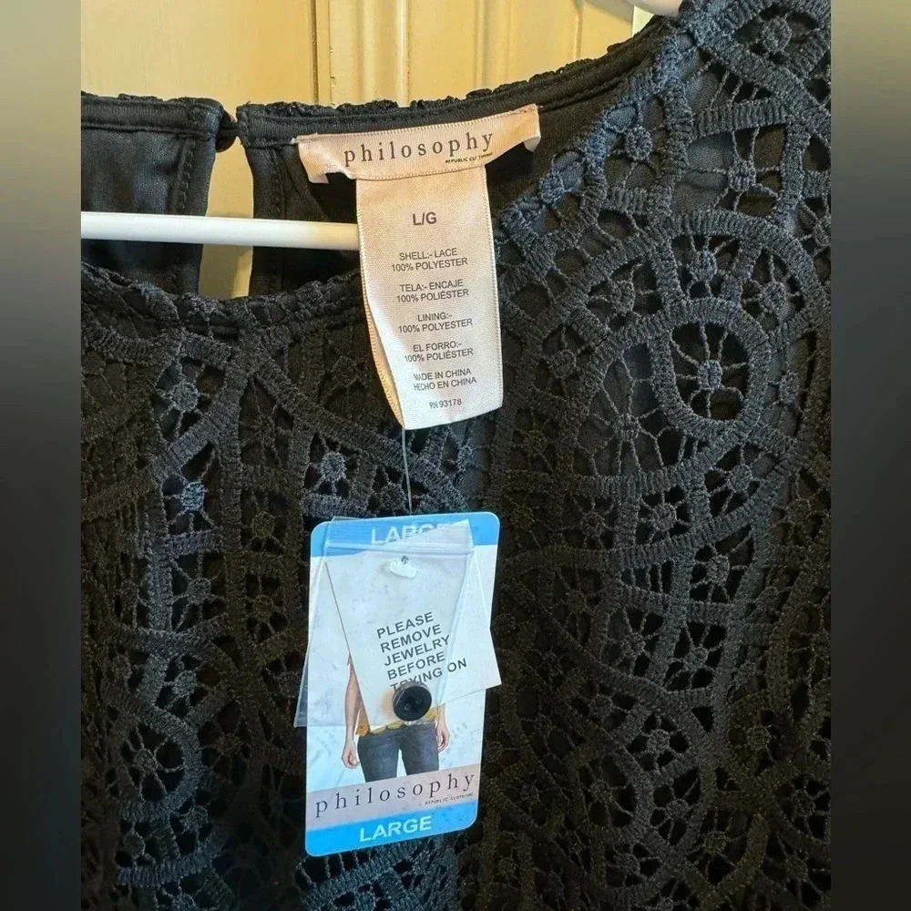 Philosophy Women’s Black Lace Top Sz Large - Picture 5 of 11